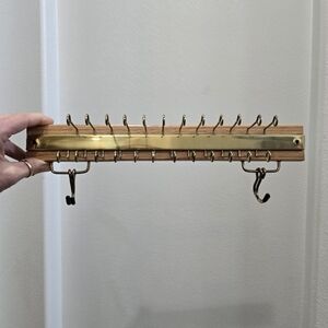 Gold and oak Wall-Mounted tie and belt Hook Rack